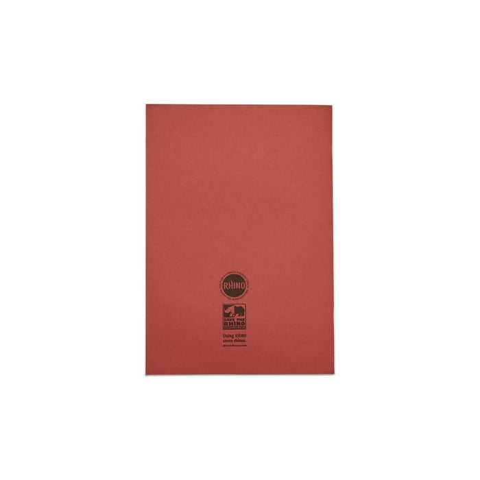 Rhino A4 Exercise Book 32 Page Feint Ruled 8mm With Margin Red (Pack 100) - VDU014-165-8