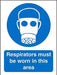 Mandatory Sign Respirators vinyl 20 x 15 cm