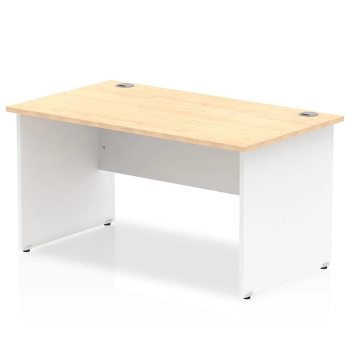 Impulse Straight Office Desk W1400 x D800 x H730mm Panel End Leg Maple Finish White Frame  - TT000110