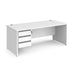 Dams International Straight Desk with Beech Coloured MFC Top and Silver Frame Panel Legs and 3 Lockable Drawer Pedestal Contract 25 1800 x 800 x 725mm