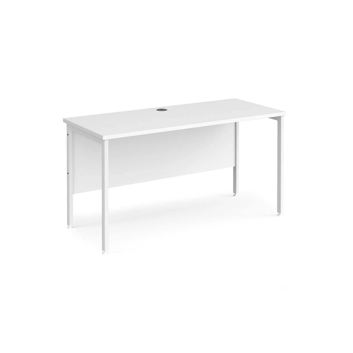 Rectangular Straight Desk White Wood H-Frame Legs White Maestro 25 1400 x 600 x 725mm