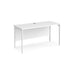 Rectangular Straight Desk White Wood H-Frame Legs White Maestro 25 1400 x 600 x 725mm