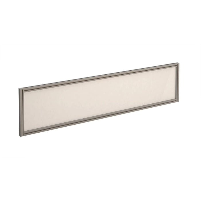 Dams International Desktop Glazed Screen Polar White Aluminium Silver Frame 1600 x 30 x 380mm