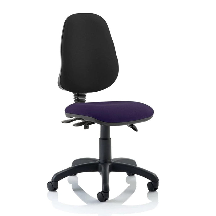 Dynamic Independent Seat & Back Task Operator Chair Without Arms Eclipse Plus III Tansy Purple Seat Without Headrest High Back Black Fabric