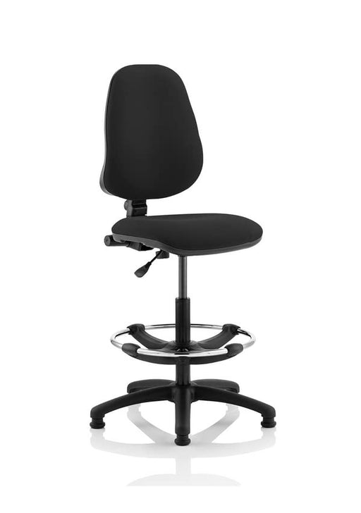 Dynamic Permanent Contact Backrest Task Operator Chair With Green Fabric Height Adjustable Arms Eclipse I Without Headrest High Back