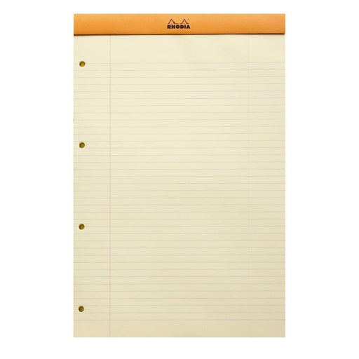 Rhodia Legal Pad 119660C A4 Ruled Stapled Top Bound Cardboard Hardback Yellow Perforated 80 Pages