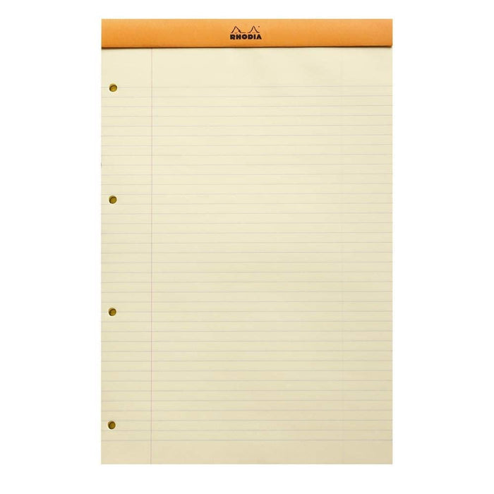 Rhodia Legal Pad 119660C A4 Ruled Stapled Top Bound Cardboard Hardback Yellow Perforated 80 Pages