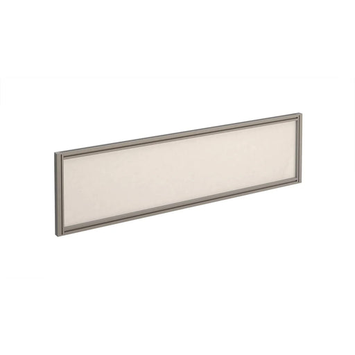 Dams International Desktop Glazed Screen Polar White Aluminium Silver Frame 1400 x 30 x 380mm