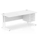 Dynamic Rectangular Office Desk White MFC Cantilever Leg White Frame Impulse 1 x 3 Drawer Fixed Ped 1800 x 800 x 730mm