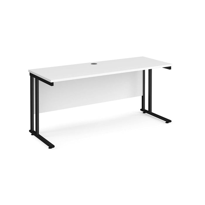 Rectangular Straight Desk with Cantilever Legs Beech Wood Black Maestro 25 1600 x 600 x 725mm