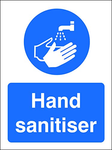 Stewart Superior Health and Safety Sign Hand Sanitiser Vinyl Blue, White 30 x 20 cm