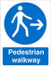 Mandatory Sign Pedestrian Walkway with Right Arrow Vinyl 20 x 15 cm