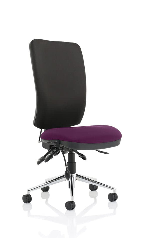 Dynamic Independent Seat & Back Task Operator Chair Without Arms Chiro Black Back, Tansy Purple Seat High Back