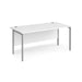 Rectangular Straight Desk White Wood H-Frame Legs Silver Maestro 25 1600 x 800 x 725mm