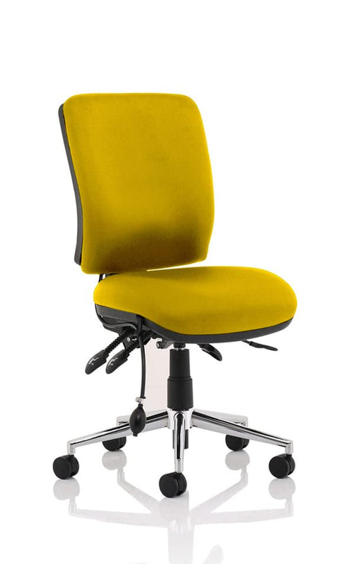 Dynamic Independent Seat and Medium Back Task Operator Chair Without Arms Chiro Senna Yellow Seat Without Headrest