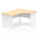 Impulse Right Crescent Office Desk W1800 x D1200 x H730mm Cable Managed Leg Grey Oak Finish White Frame - TT000164