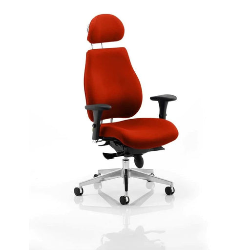 Dynamic Synchro Tilt Posture Chair Multi-Functional Arms Chiro Plus Ultimate Tabasco Red Seat With Adjustable Headrest High Back