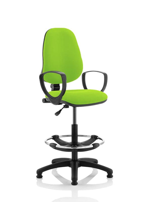 Dynamic Permanent Contact Backrest Task Operator Chair Loop Arms Eclipse I Myrrh Green Seat Without Headrest High Back and Hi Rise Draughtsman Kit