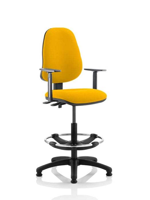 Dynamic Permanent Contact Backrest Task Operator Chair Height Adjustable Arms Eclipse II Senna Yellow Seat High Back