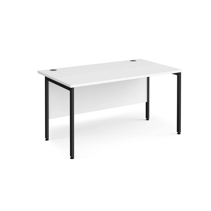 Rectangular Straight Desk White Wood H-Frame Legs Black Maestro 25 1400 x 800 x 725mm