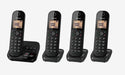 Panasonic Quad Cordless DECT Telephone with Answering Machine KX-TGC424EB Black Pack of 4