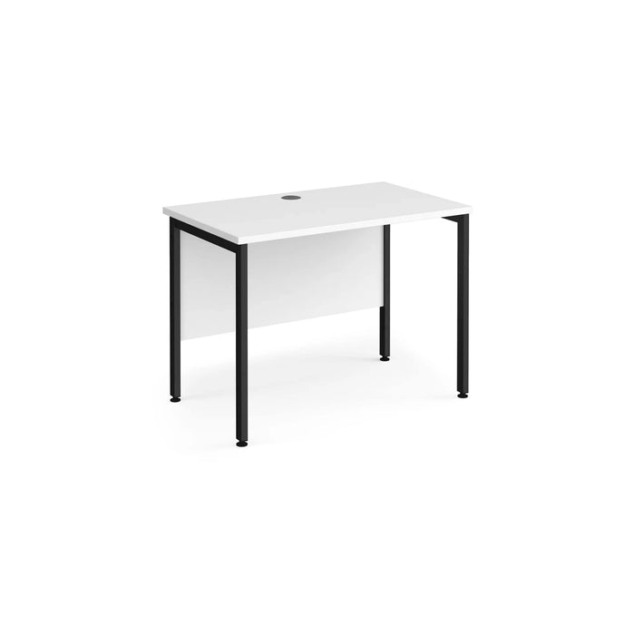 Rectangular Straight Desk White Wood H-Frame Legs Black Maestro 25 1000 x 600 x 725mm