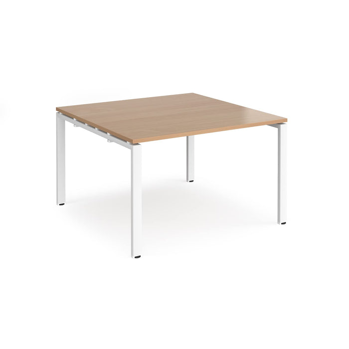 Dams International Square Boardroom Table with Beech Coloured MFC & Aluminium Top and White Frame EBT1212-WH-B 1200 x 1200 x 725 mm