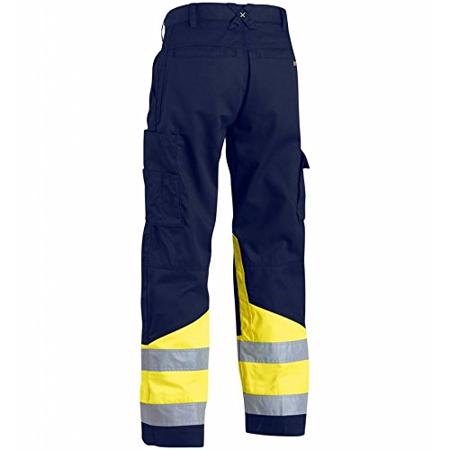 BLÅKLÄDER Trousers 15641811 Cotton, PL (Polyester) Navy Blue, Yellow Size 42R