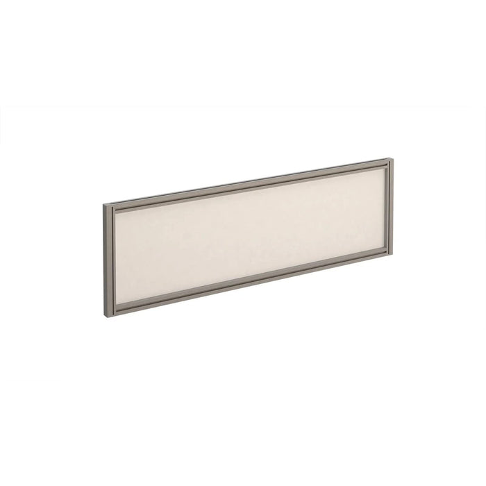 Dams International Desktop Glazed Screen Polar White Aluminium Silver Frame 1200 x 30 x 380mm