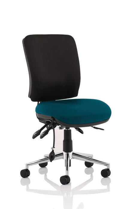 Dynamic Independent Seat & Back Task Operator Chair Without Arms Chiro Maringa Teal Seat Without Headrest Medium Back