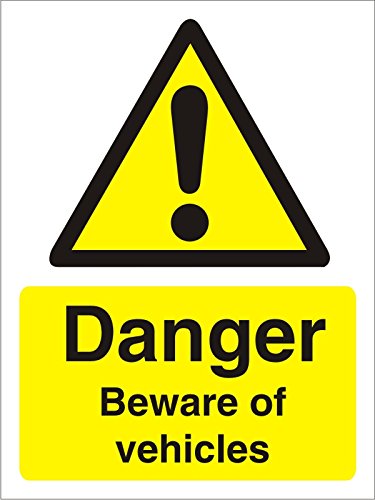 Warning Sign Beware Of Vehicles Vinyl 20 x 15 cm