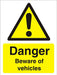 Warning Sign Beware Of Vehicles Plastic 20 x 15 cm