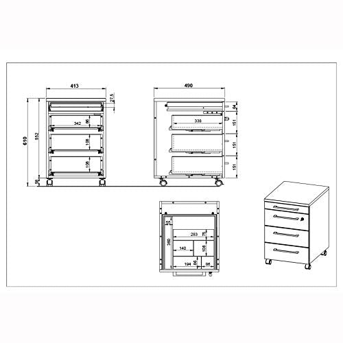 Germania Pedestal 4239-564 Graphite, Grandson Oak 420 x 490 x 610 mm