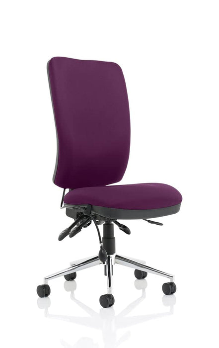 Dynamic Independent Seat & Back Task Operator Chair With Purple Fabric Without Arms Chiro Without Headrest High Back