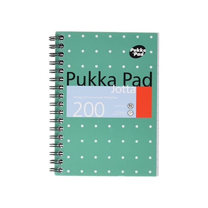 Pukka Pad Notebook Metallic Jotta A6 Ruled Spiral Bound Cardboard Hardback Green Perforated 200 Pages Pack of 3