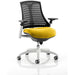 Dynamic Synchro Tilt Task Operator Chair Height Adjustable Arms Flex Black Back, Senna Yellow Seat, White Frame With Adjustable Headrest Medium Back