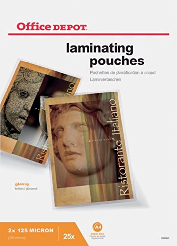 Office Depot Laminating Pouch A4 Glossy 125 microns (2 x 125) Transparent Pack of 25