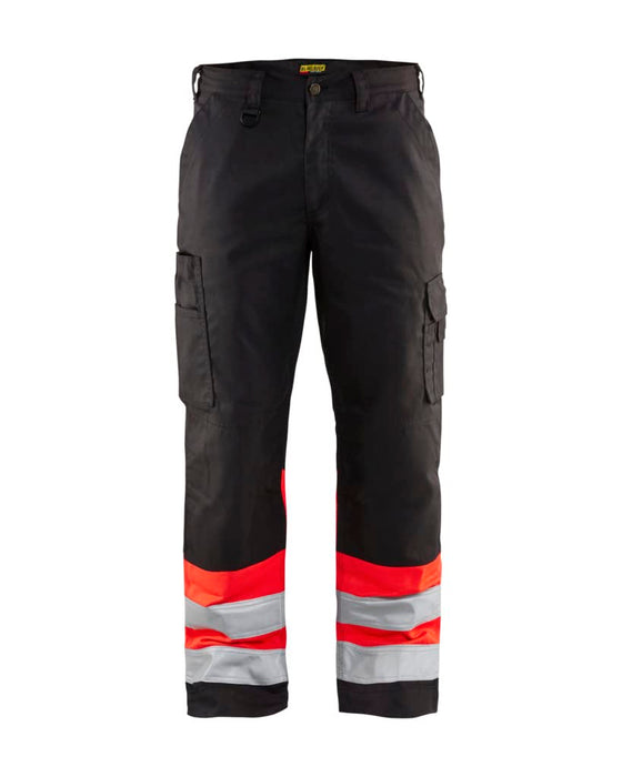 BLÅKLÄDER Trousers 15641811 Cotton, PL (Polyester) Black, Red Size 34S