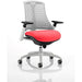 Dynamic Synchro Tilt Task Operator Chair Height Adjustable Arms Flex Moonstone White Back, Bergamot Cherry Seat, White Frame Without Headrest Medium Back