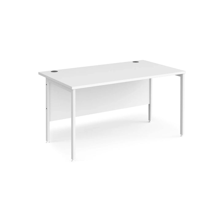 Rectangular Straight Desk White Wood H-Frame Legs White Maestro 25 1400 x 800 x 725mm