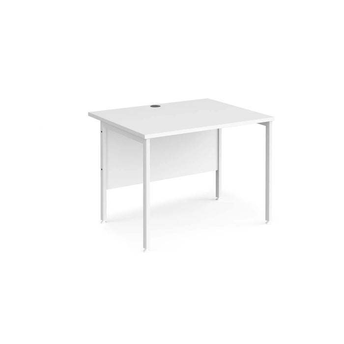 Rectangular Straight Desk White Wood H-Frame Legs White Maestro 25 1000 x 800 x 725mm