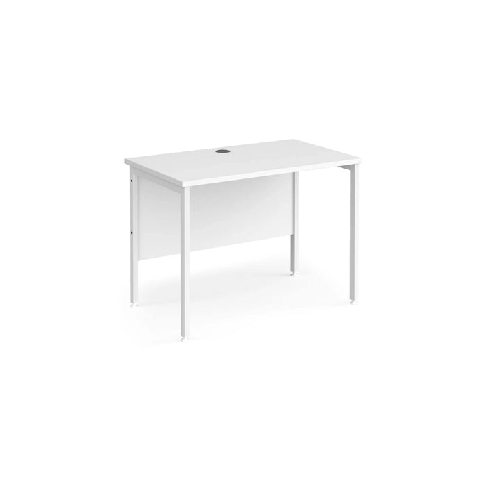 Rectangular Straight Desk White Wood H-Frame Legs White Maestro 25 1000 x 600 x 725mm