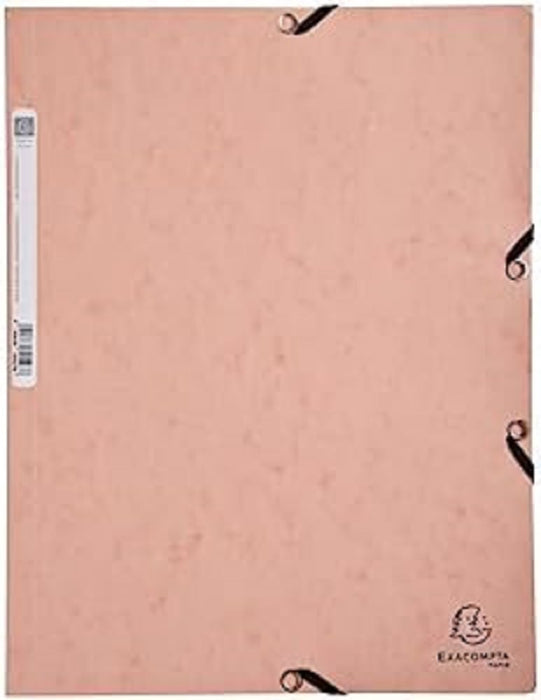 Exacompta Aquarel 3 Flap Folder A4 Mottled Pressboard Rubber Band 320 x 240 mm Coral Pack of 5