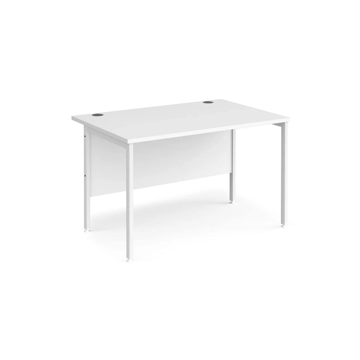 Rectangular Straight Desk White Wood H-Frame Legs White Maestro 25 1200 x 800 x 725mm