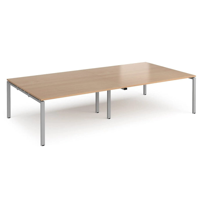 Dams International Rectangular Boardroom Table with Beech Coloured MFC & Aluminium Top and Silver Frame EBT3216-S-B 3200 x 1600 x 725 mm