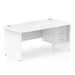 Dynamic Rectangular Office Desk White MFC Panel End Leg White Frame Impulse 1 x 3 Drawer Fixed Ped 1600 x 800 x 730mm