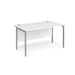 Rectangular Straight Desk White Wood H-Frame Legs Silver Maestro 25 1400 x 800 x 725mm