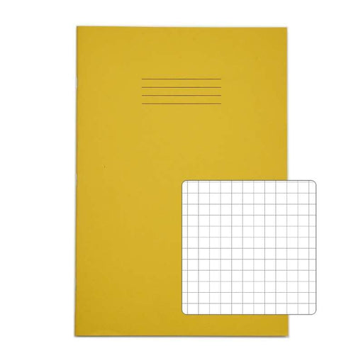 Rhino A4 Exercise Book 32 Page 7mm Squared Yellow (Pack 100) - VDU014-100-6