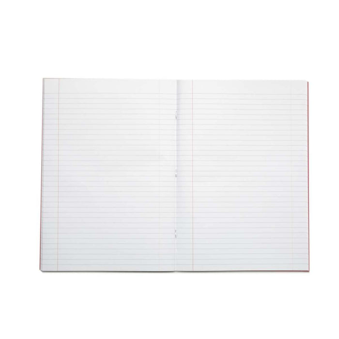 Rhino A4 Exercise Book 32 Page Feint Ruled 8mm With Margin Red (Pack 100) - VDU014-165-8