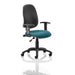 Dynamic Permanent Contact Backrest Task Operator Chair Height Adjustable Arms Eclipse I Black Back, Maringa Teal Seat Without Headrest High Back